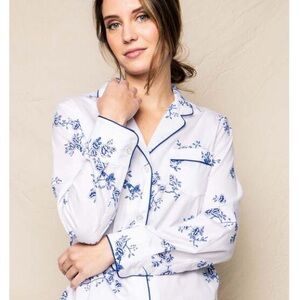 Petite Plume Indigo Floral Cotton Pajama Top Size Small